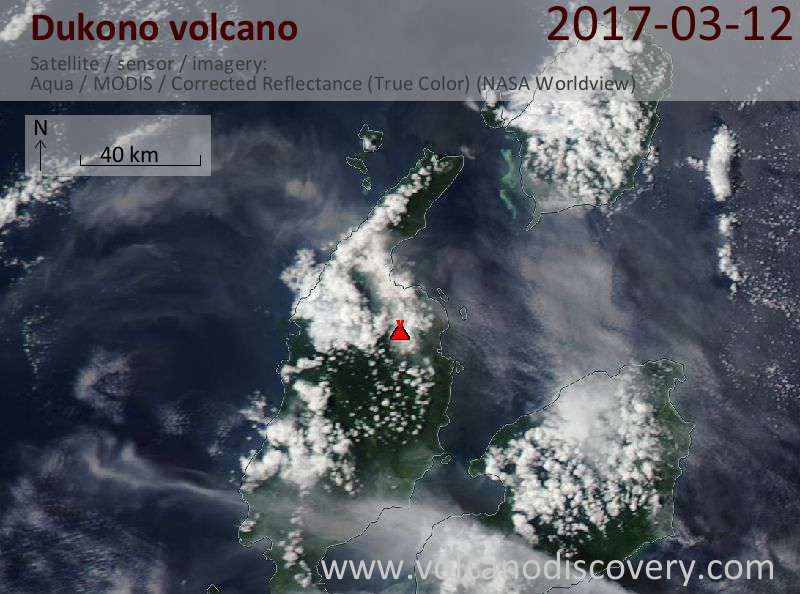 Satellite image of Dukono volcano on 13 Mar 2017