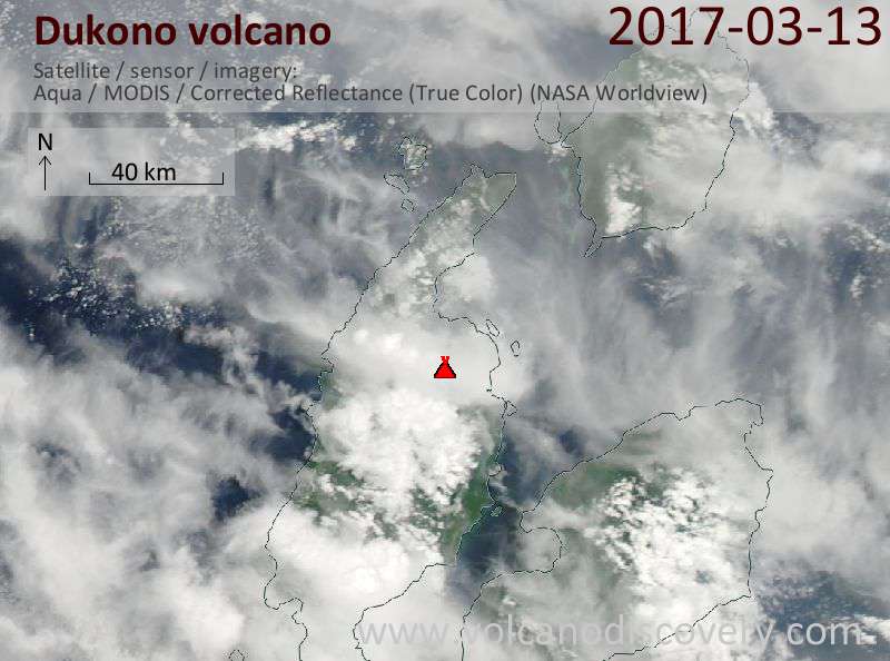 Satellite image of Dukono volcano on 14 Mar 2017