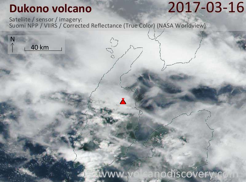 Satellite image of Dukono volcano on 16 Mar 2017