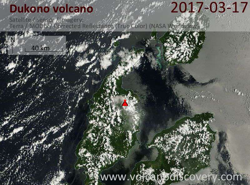 Satellite image of Dukono volcano on 17 Mar 2017
