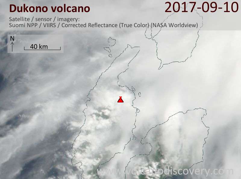 Satellite image of Dukono volcano on 10 Sep 2017