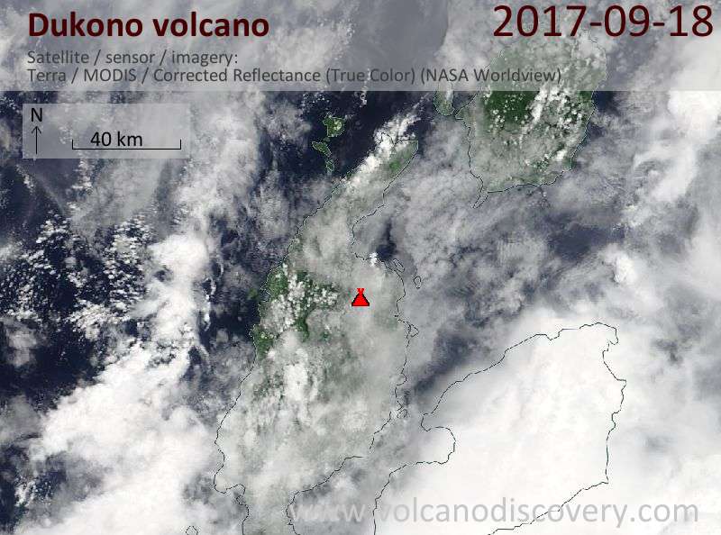 Satellite image of Dukono volcano on 18 Sep 2017