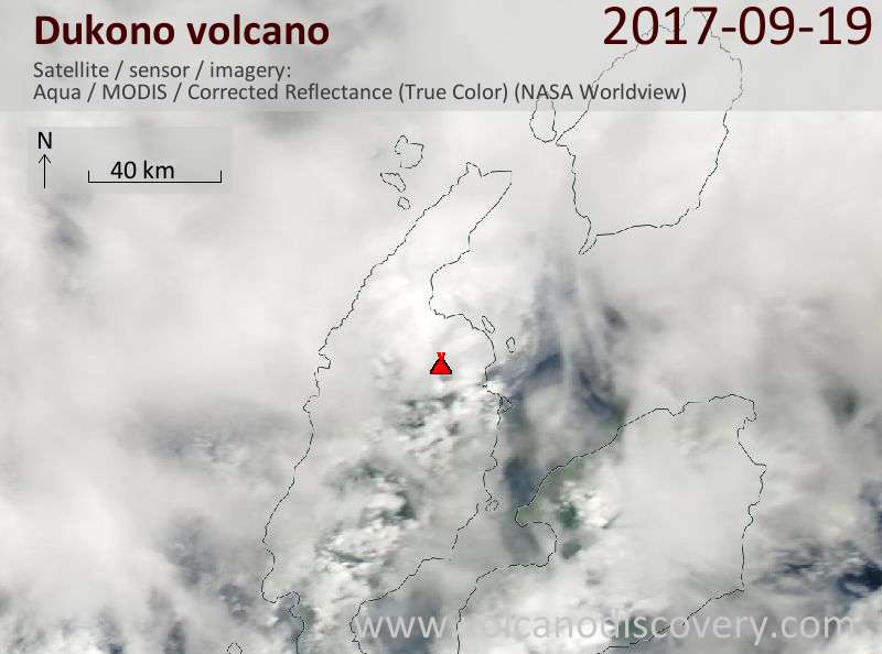 Satellite image of Dukono volcano on 19 Sep 2017