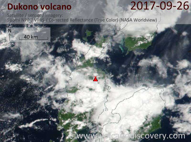 Satellite image of Dukono volcano on 26 Sep 2017