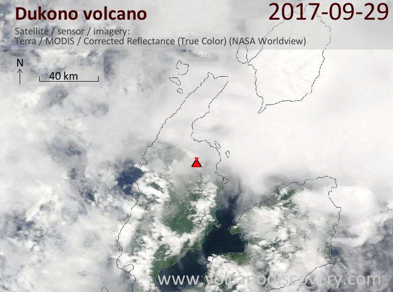 Satellite image of Dukono volcano on 29 Sep 2017