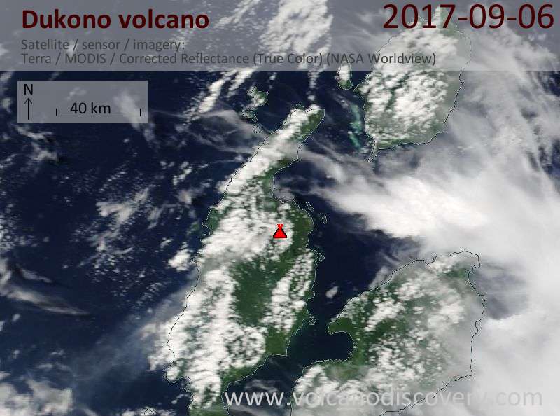 Satellite image of Dukono volcano on  6 Sep 2017