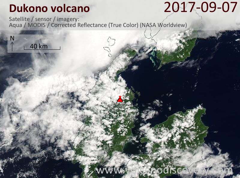 Satellite image of Dukono volcano on  7 Sep 2017