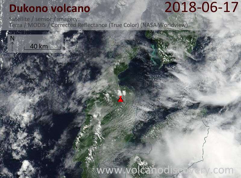 Satellite image of Dukono volcano on 17 Jun 2018