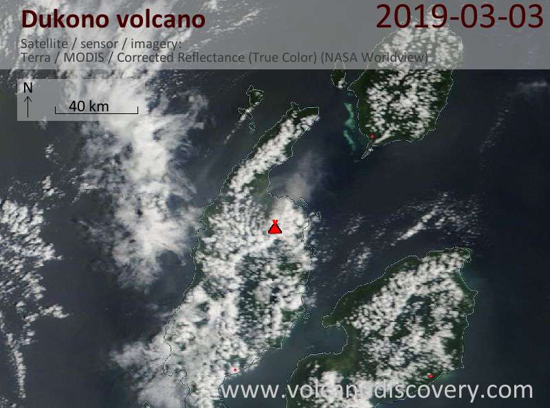 Спутниковое изображение вулкана Dukono  3 Mar 2019