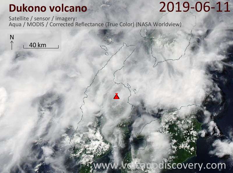 Satellite image of Dukono volcano on 11 Jun 2019