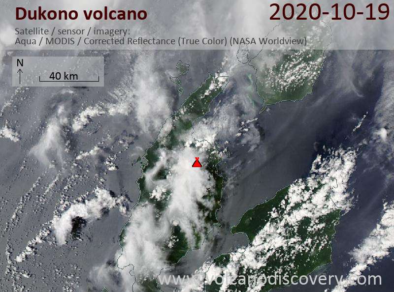 Satellite image of Dukono volcano on 20 Oct 2020