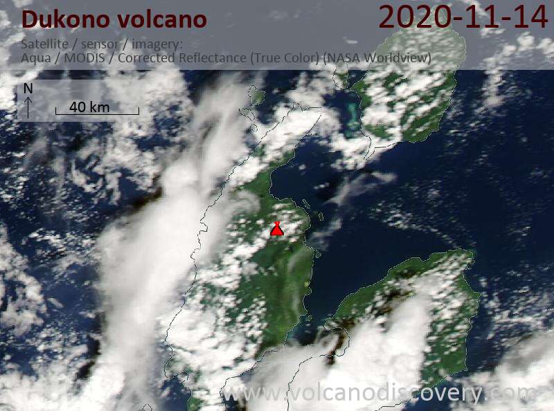 Satellite image of Dukono volcano on 14 Nov 2020