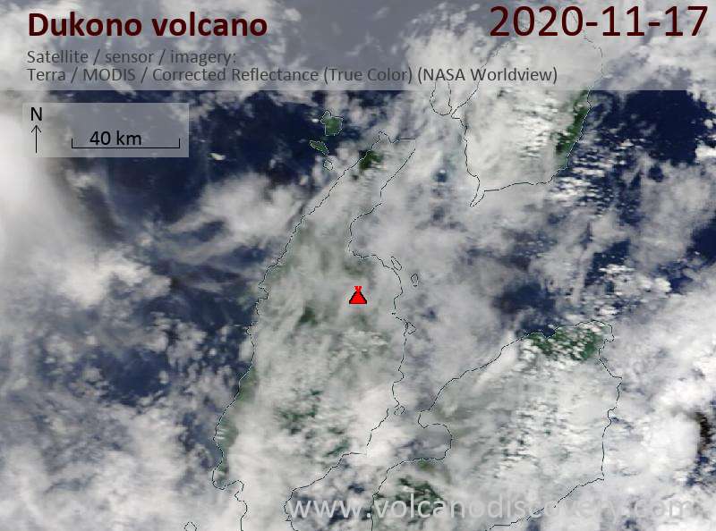 Satellite image of Dukono volcano on 17 Nov 2020