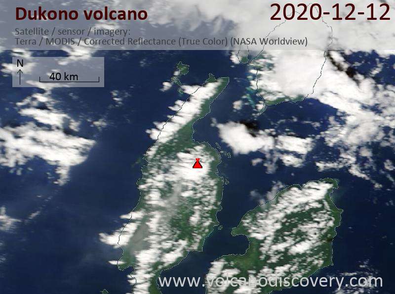 Satellite image of Dukono volcano on 12 Dec 2020