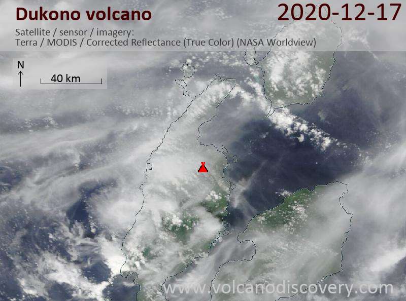 Satellite image of Dukono volcano on 17 Dec 2020