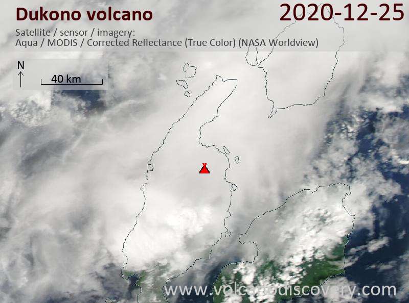 Satellite image of Dukono volcano on 25 Dec 2020