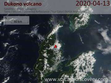 Satellite image of Dukono volcano on 13 Apr 2020
