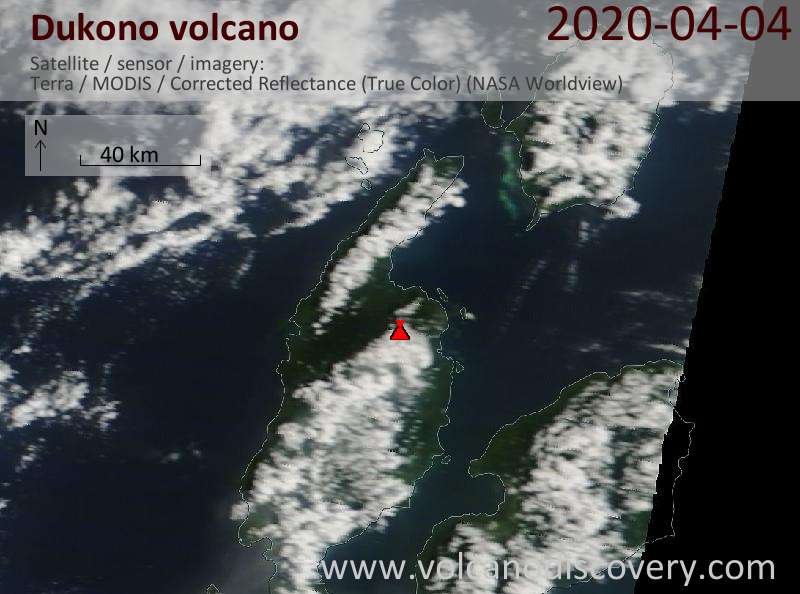 Спутниковое изображение вулкана Dukono  4 Apr 2020
