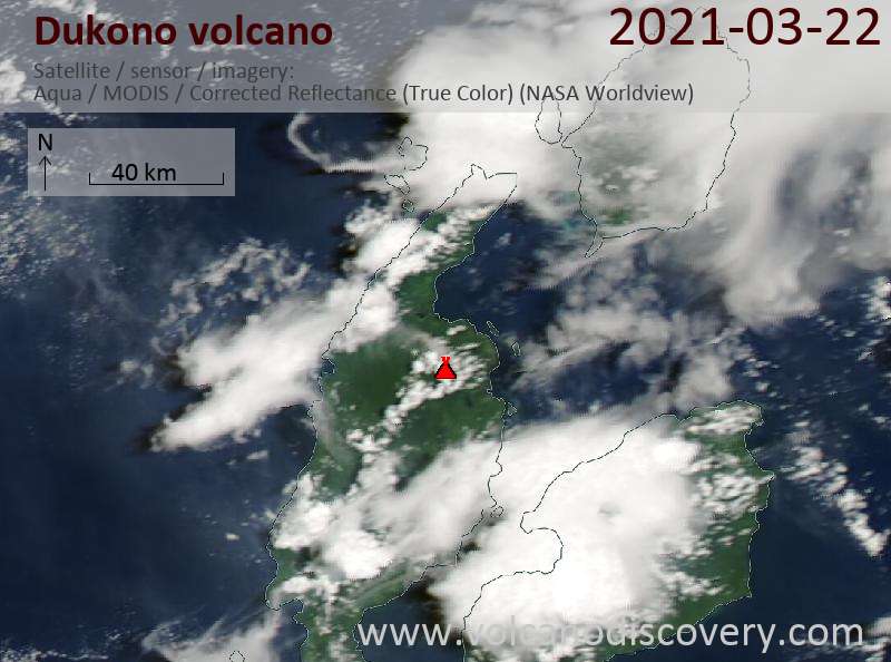 Спутниковое изображение вулкана Dukono 23 Mar 2021