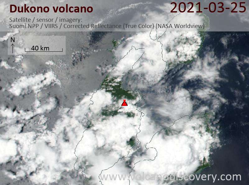 Спутниковое изображение вулкана Dukono 26 Mar 2021