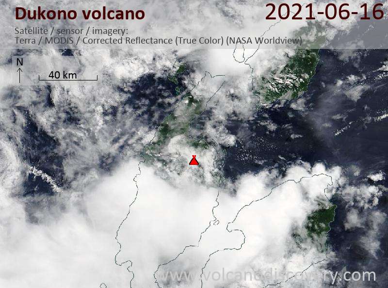 Satellite image of Dukono volcano on 17 Jun 2021
