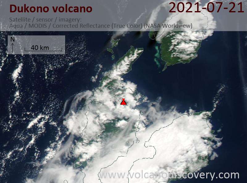 Satellite image of Dukono volcano on 21 Jul 2021