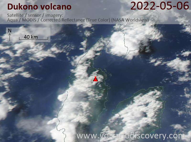 Satellite image of Dukono volcano on  7 May 2022