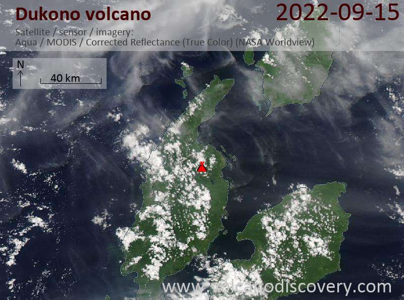 Satellite image of Dukono volcano on 16 Sep 2022