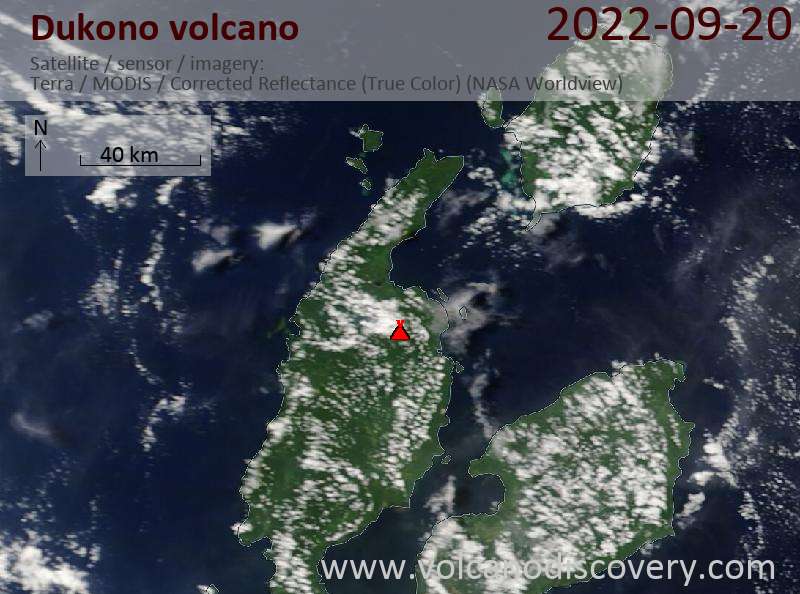 Satellite image of Dukono volcano on 20 Sep 2022