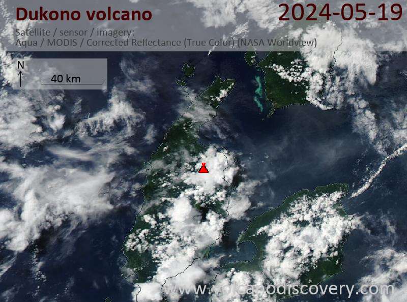 Satellitenbild des Dukono Vulkans am 20 May 2024