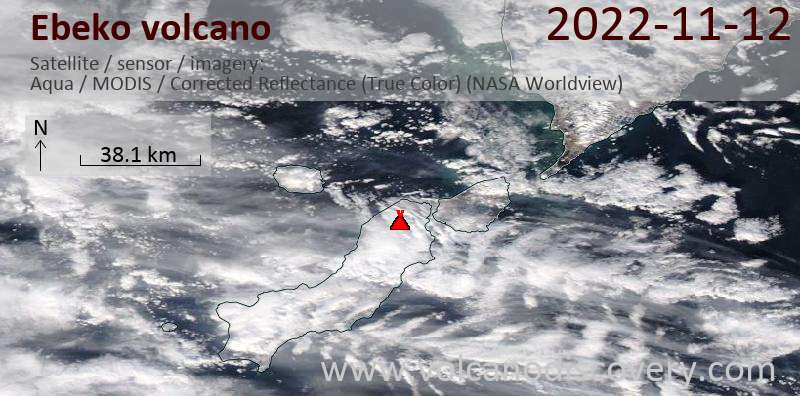 Satellite image of Ebeko volcano on 12 Nov 2022