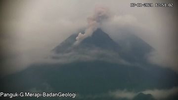 Block-and-ash flows from Merapi volcano today (image: @BPPTKG)