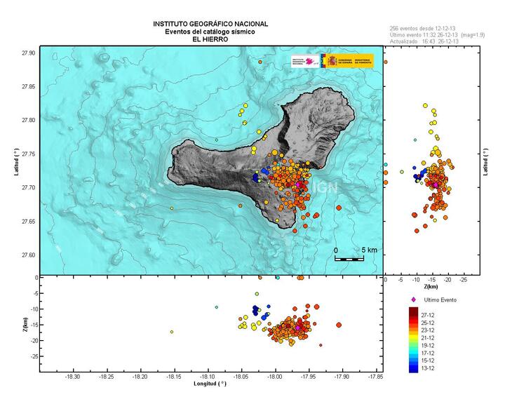 Map of recent earthquakes under El Hierro (IGN)