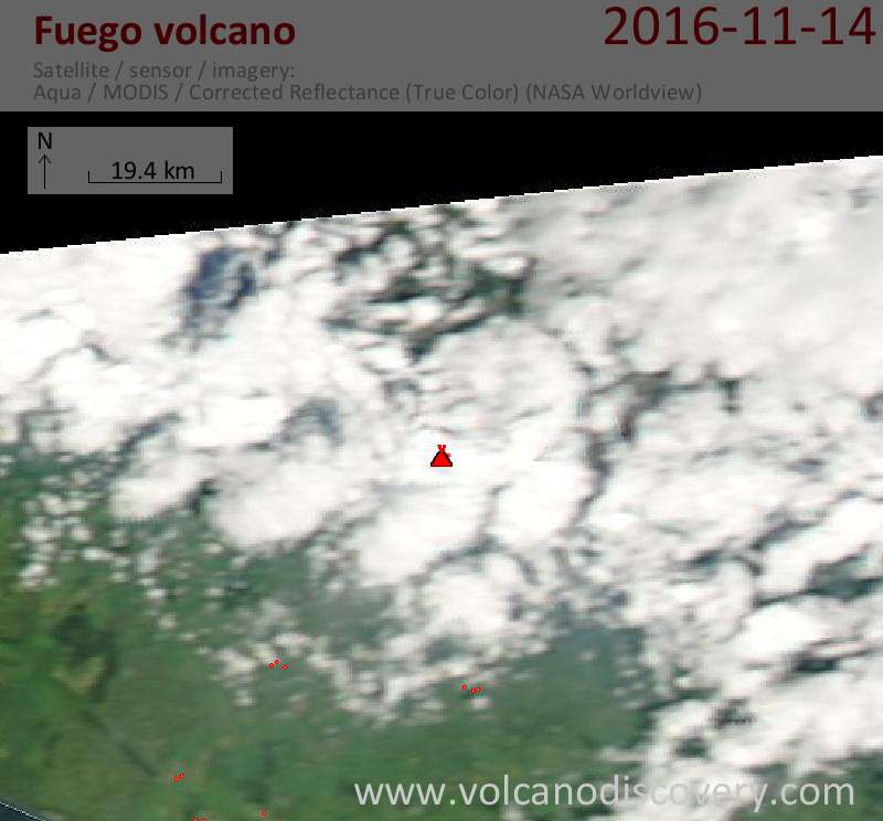 Satellite image of Fuego volcano on 15 Nov 2016