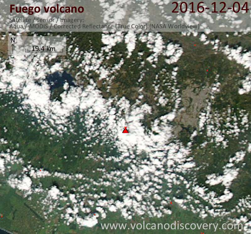 Satellite image of Fuego volcano on  5 Dec 2016