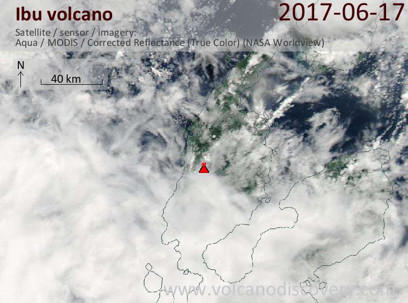 Satellite image of Ibu volcano on 17 Jun 2017