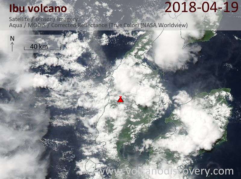 Satellite image of Ibu volcano on 19 Apr 2018