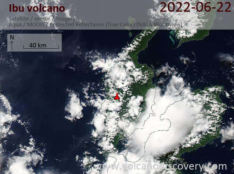 Satellite image of Ibu volcano on 22 Jun 2022