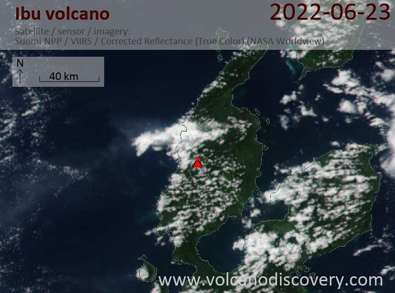 Satellite image of Ibu volcano on 24 Jun 2022