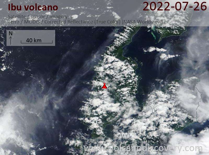 Satellite image of Ibu volcano on 26 Jul 2022