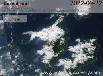 2022 年 9 月 22 日の伊武火山の衛星画像