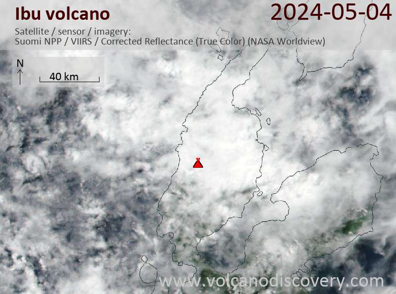 Satellitenbild des Ibu Vulkans am  4 May 2024