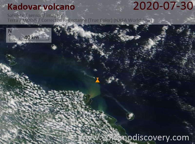 Satellite image of Kadovar volcano on 30 Jul 2020