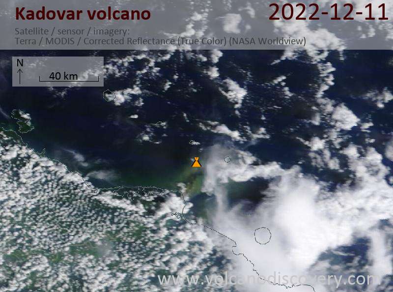Satellite image of Kadovar volcano on 11 Dec 2022