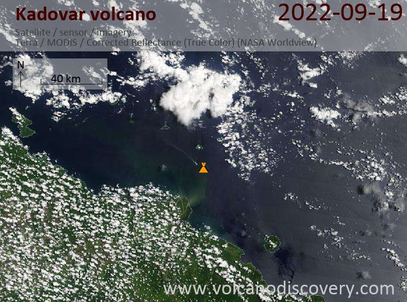 Satellite image of Kadovar volcano on 19 Sep 2022