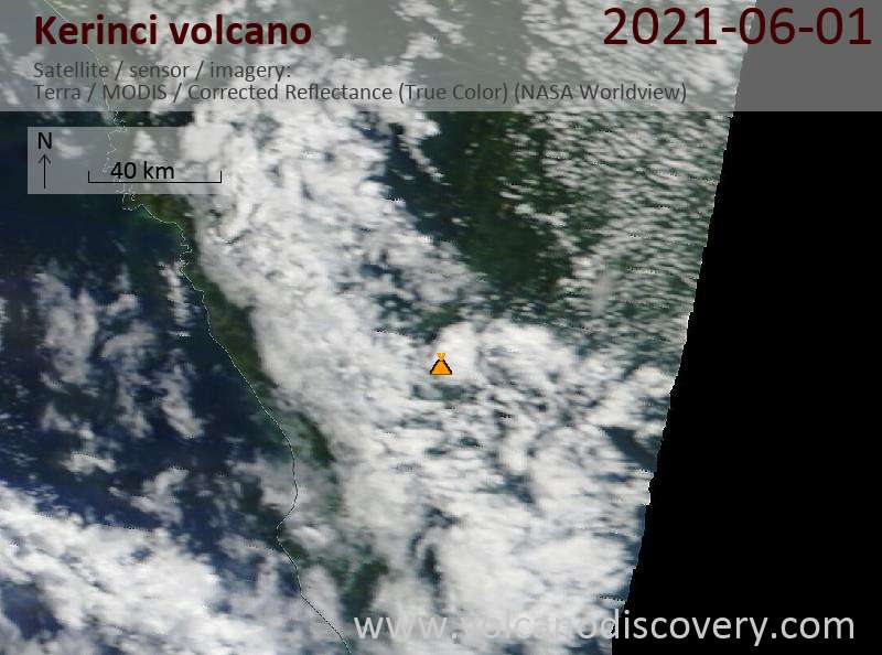 Satellite image of Kerinci volcano on 30 May 2021