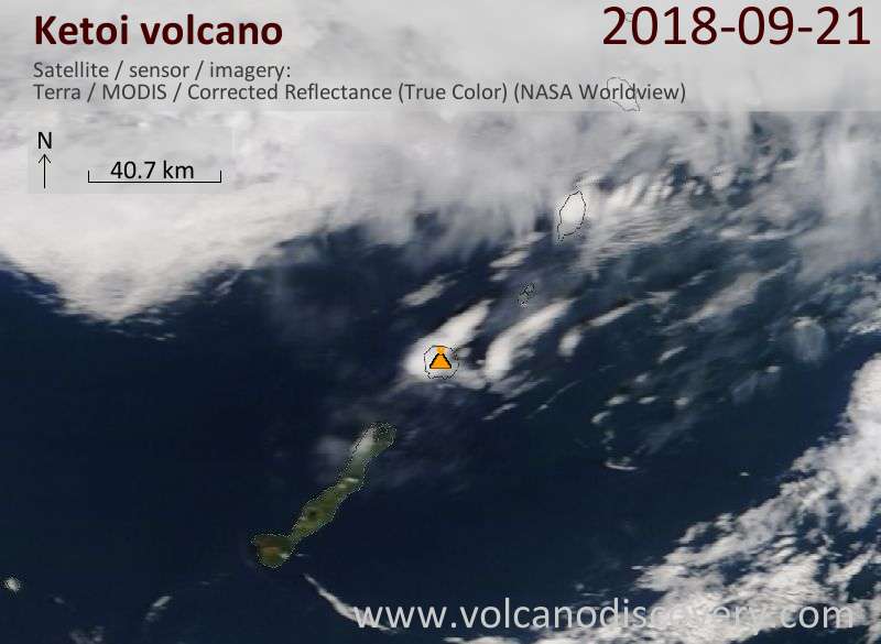 Satellite image of Ketoi volcano on 21 Sep 2018