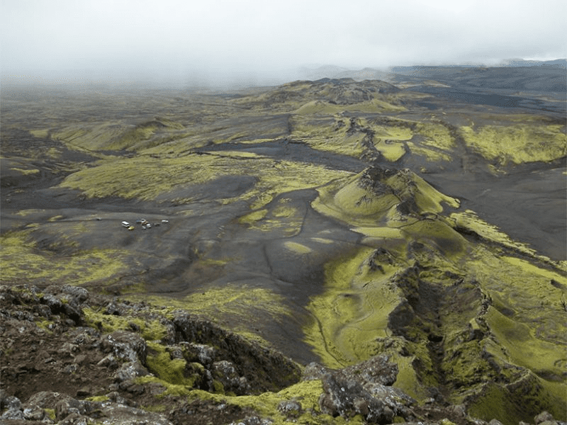 Laki, Iceland – The 1783-1784 fissure eruption produced a haze that engulfed most of Europe. Large quantities of aerosols emitted during the effusive fissure eruption resulted in a significant global volcanic-induced cooling episode, with climate impacts felt thousands of miles away in locations such as China and Japan. It is suggested that this eruption and the resulting crop failures/ famine triggered the French Revolution (1789-1799) (Image: A.Robock on EOS).