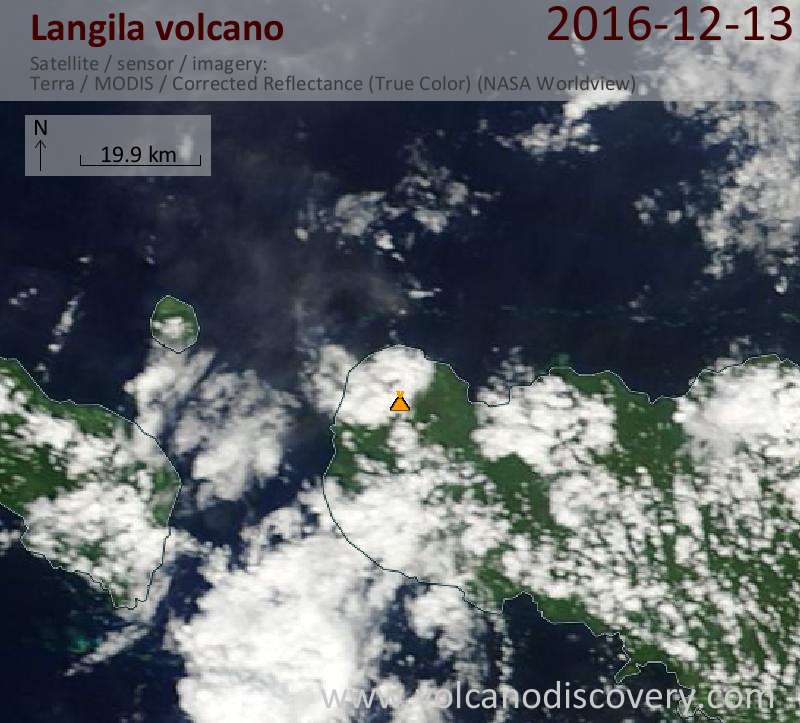 Satellite image of Langila volcano on 13 Dec 2016