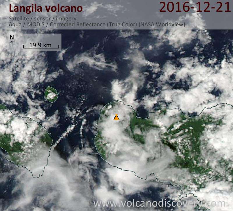 Satellite image of Langila volcano on 21 Dec 2016